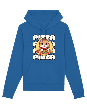 Cute kawaii cat eating pizza Royal Blue