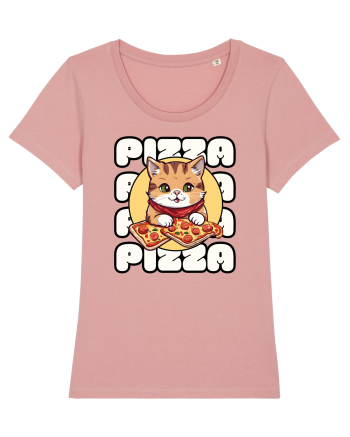 Cute kawaii cat eating pizza Canyon Pink