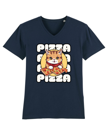 Cute kawaii cat eating pizza French Navy