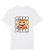 Cute kawaii cat eating pizza Tricou mânecă scurtă Unisex Rocker