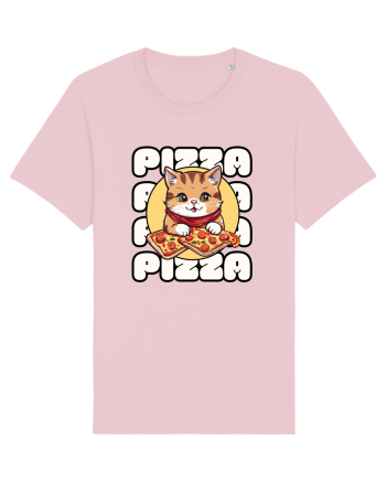 Cute kawaii cat eating pizza Cotton Pink