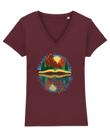 Nature And Books Burgundy