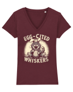 Eggcited wiskers Tricou mânecă scurtă guler V Damă Evoker