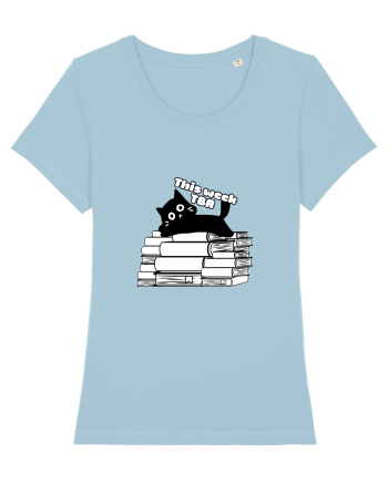 Bookish cat Sky Blue