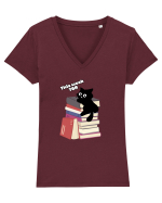 Bookish cat Tricou mânecă scurtă guler V Damă Evoker