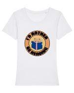 Bookish cat Tricou mânecă scurtă guler larg fitted Damă Expresser