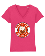 Bookish cat Tricou mânecă scurtă guler V Damă Evoker