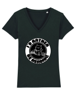 Bookish cat Tricou mânecă scurtă guler V Damă Evoker