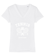 Vintage Tennis Tricou mânecă scurtă guler V Damă Evoker