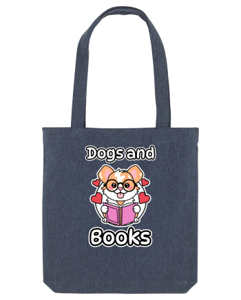 Kawaii Dog Reading A Book Midnight Blue