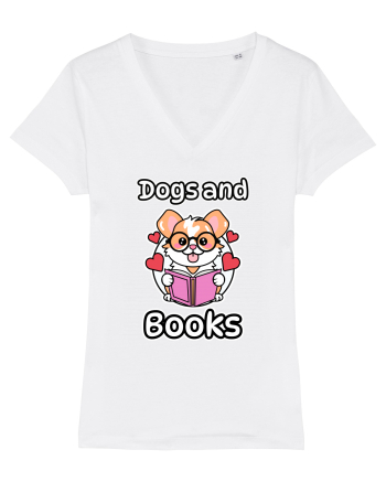 Kawaii Dog Reading A Book White