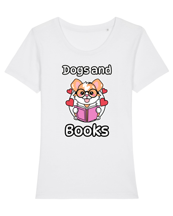 Kawaii Dog Reading A Book White