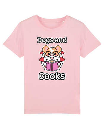 Kawaii Dog Reading A Book Cotton Pink