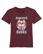 Kawaii Dog Reading A Book Tricou mânecă scurtă guler V Bărbat Presenter