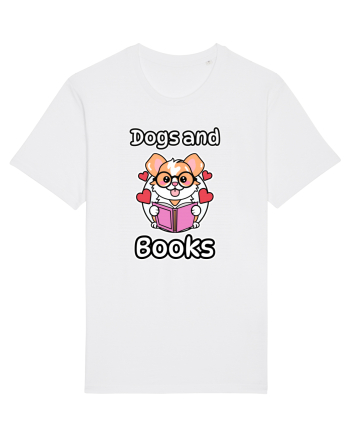 Kawaii Dog Reading A Book White