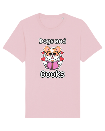 Kawaii Dog Reading A Book Cotton Pink
