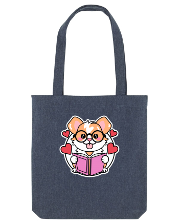 Kawaii Dog Reading A Book Midnight Blue