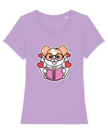 Kawaii Dog Reading A Book Lavender Dawn
