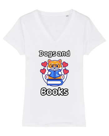 Kawaii Dog Reading A Book White