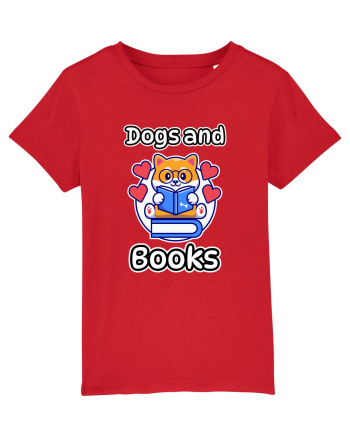 Kawaii Dog Reading A Book Red