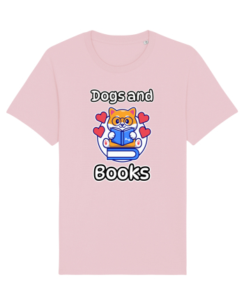 Kawaii Dog Reading A Book Cotton Pink