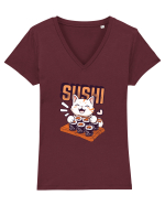 Sushi  Cat  Tricou mânecă scurtă guler V Damă Evoker