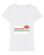 Music Is My Therapy Tricou mânecă scurtă guler V Damă Evoker