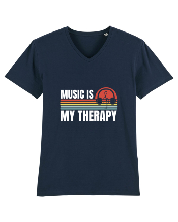 Music Is My Therapy French Navy