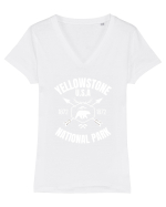 Yellowstone National Park Tricou mânecă scurtă guler V Damă Evoker