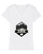 Yellowstone National Park Tricou mânecă scurtă guler V Damă Evoker