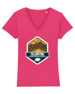 Yellowstone National Park Tricou mânecă scurtă guler V Damă Evoker