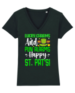 Lucky charms and pun alarms. Happy St. Pat's! Tricou mânecă scurtă guler V Damă Evoker