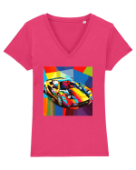 Masina Sport Pop Art Tricou mânecă scurtă guler V Damă Evoker
