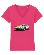 Masina Sport Pop Art Tricou mânecă scurtă guler V Damă Evoker