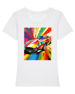 Masina Sport Pop Art Tricou mânecă scurtă guler larg fitted Damă Expresser