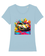 Masina Sport Pop Art Tricou mânecă scurtă guler larg fitted Damă Expresser