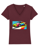 Masina Sport Pop Art Tricou mânecă scurtă guler V Damă Evoker