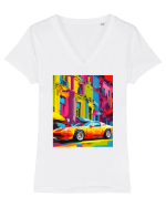 Masina Sport Pop Art Tricou mânecă scurtă guler V Damă Evoker