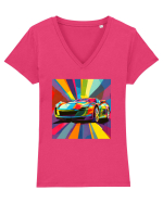 Masina Sport Pop Art Tricou mânecă scurtă guler V Damă Evoker
