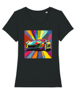 Masina Sport Pop Art Tricou mânecă scurtă guler larg fitted Damă Expresser