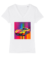 Masina Sport Pop Art Tricou mânecă scurtă guler V Damă Evoker