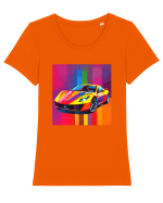 Masina Sport Pop Art Tricou mânecă scurtă guler larg fitted Damă Expresser