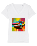 Masina Sport Pop Art Tricou mânecă scurtă guler V Damă Evoker