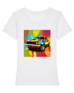 Masina Sport Pop Art Tricou mânecă scurtă guler larg fitted Damă Expresser