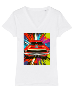 Masina Sport Pop Art Tricou mânecă scurtă guler V Damă Evoker