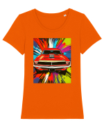 Masina Sport Pop Art Tricou mânecă scurtă guler larg fitted Damă Expresser