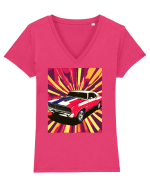 Masina Sport Pop Art Tricou mânecă scurtă guler V Damă Evoker