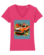 Masina Sport Pop Art Tricou mânecă scurtă guler V Damă Evoker