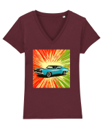 Masina Sport Pop Art Tricou mânecă scurtă guler V Damă Evoker