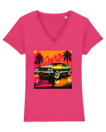 Masina Sport Pop Art Tricou mânecă scurtă guler V Damă Evoker